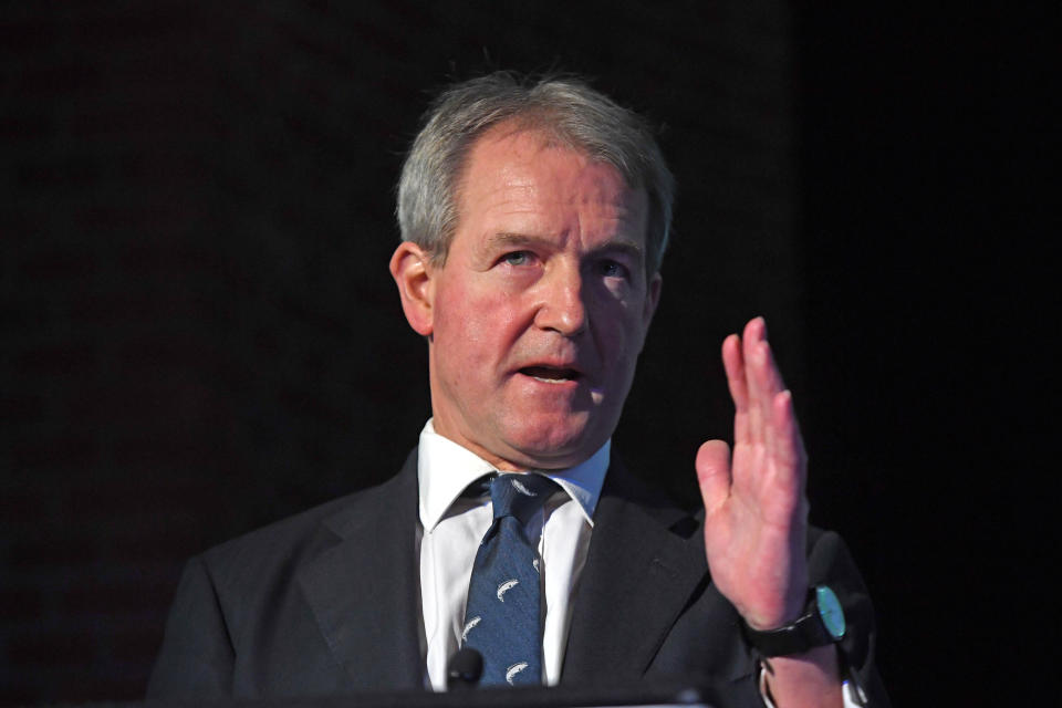 Owen Paterson during a press conference in central London with former Ukip leader Nigel Farage where they launched a paper on the impact of Brexit on the fisheries industry. (Photo by Victoria Jones/PA Images via Getty Images)