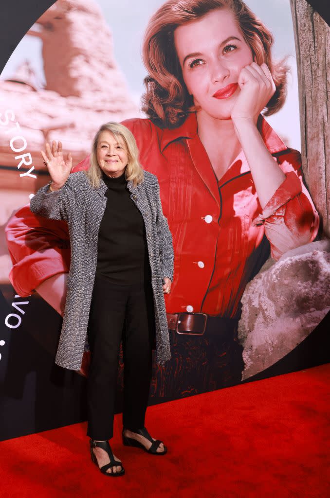 US actress Angie Dickinson attends the world premiere of the 4k restorated 1959 movie "Rio Bravo" presented at the Opening Night of the 2023 TCM Classic Film Festival in the TCL Chinese Theatre in Hollywood, California, April 13, 2023. (Photo by AUDE GUERRUCCI / AFP) (Photo by AUDE GUERRUCCI/AFP via Getty Images)