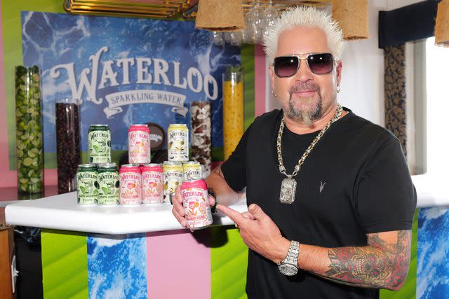 <p>Craig Barritt/Getty Images for Waterloo Sparkling Water</p> Guy Fieri with Waterloo Sparkling Water's new summer flavors