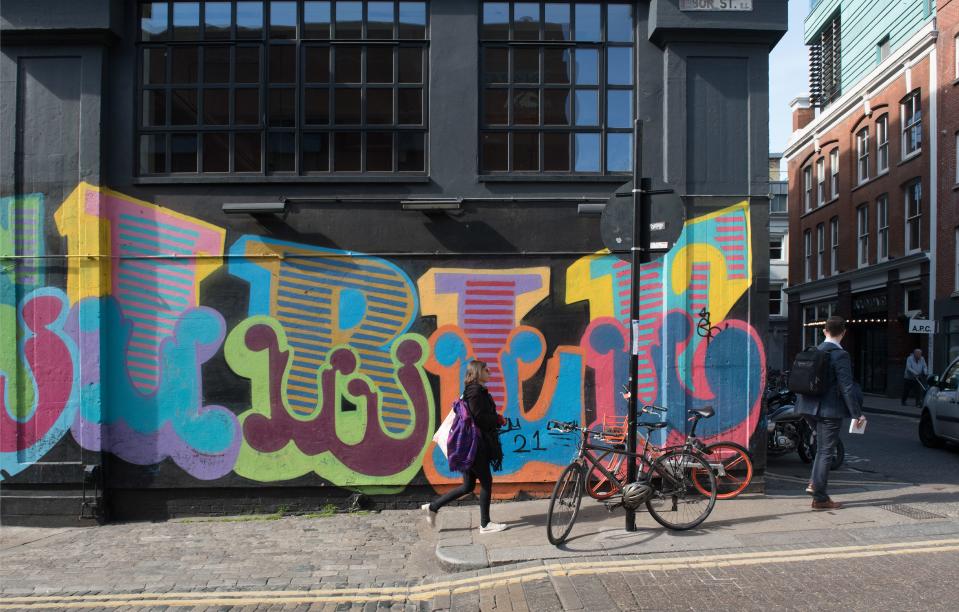 A street scene in Shoreditch.