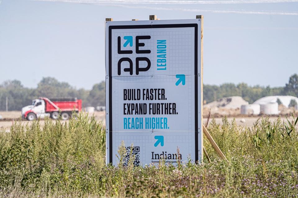 Construction is under way at the new LEAP Innovation and Research District on Wednesday, Sept. 14, 2023, at the intersection of Witt Rd. and Lower Simmons Rd. in Lebanon Ind.