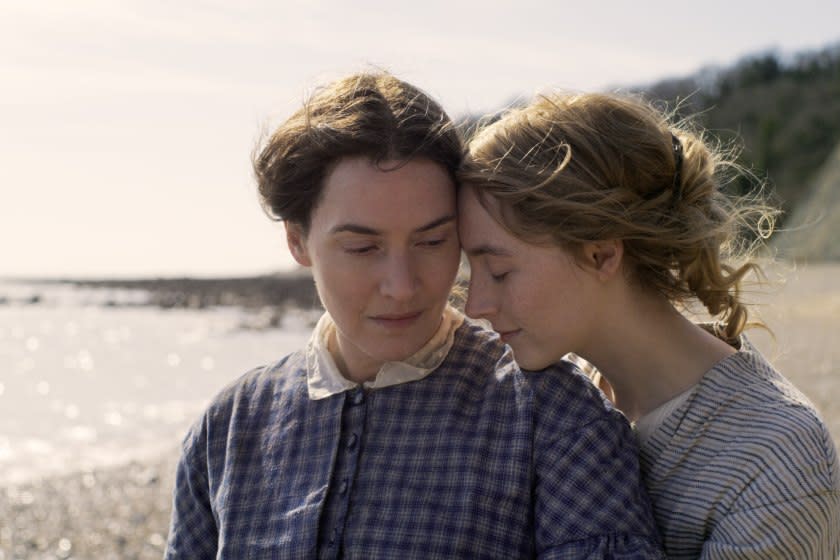 (L-R) - Kate Winslet and Saoirse Ronan in a scene from " Ammonite." Credit: NEON