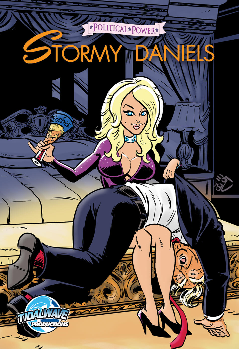 Stormy Daniels spanks President Trump in a scene from a new graphic novel. (Photo: TidalWave Productions)