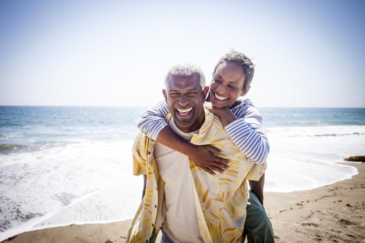 Happy senior couple on the beach