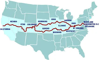 The American Discovery Trail is one of the longest in the nation, stretching thousands of miles coast to coast. The trail also splits in Ohio into northern and southern trails before unifying once again in Colorado.