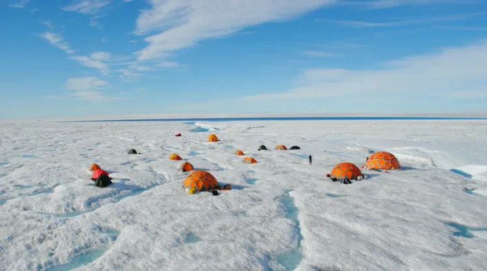Author Alun Hubbard’s science camp in the melt zone of the Greenland ice sheet. Alun Hubbard