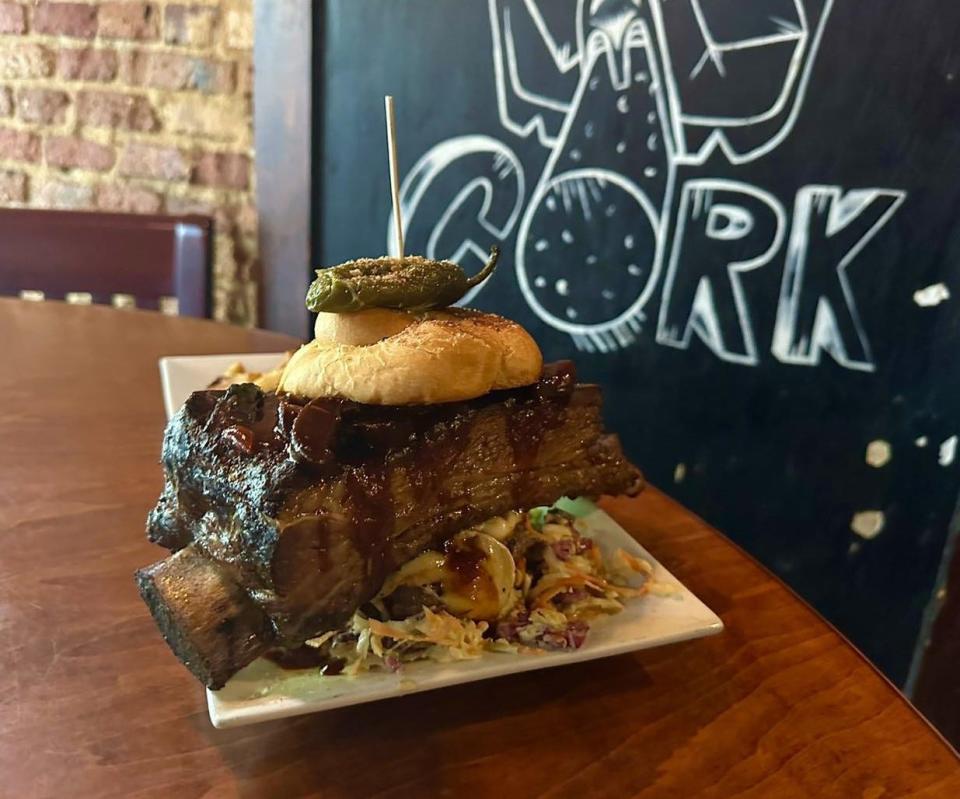 A recent burger special at Fork n Cork restaurant in downtown Wilmington was The Home Wrecker. It featured the house blend patty, with brie cheese, corn and cabbage slaw, a full smoked beef short rib, a fig barbecue sauce and a smoked jalapeno.