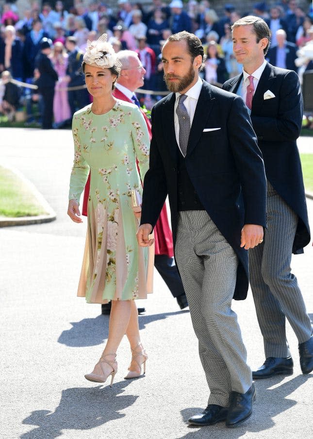 WINDSOR, UNITED KINGDOM - MAY 19: Pippa Middleton and James Middleton arrives at St George's Chapel at Windsor Castle before the wedding of Prince Harry to Meghan Markle on May 19, 2018 in Windsor, England. (Photo by Ian West - WPA Pool/Getty Images)