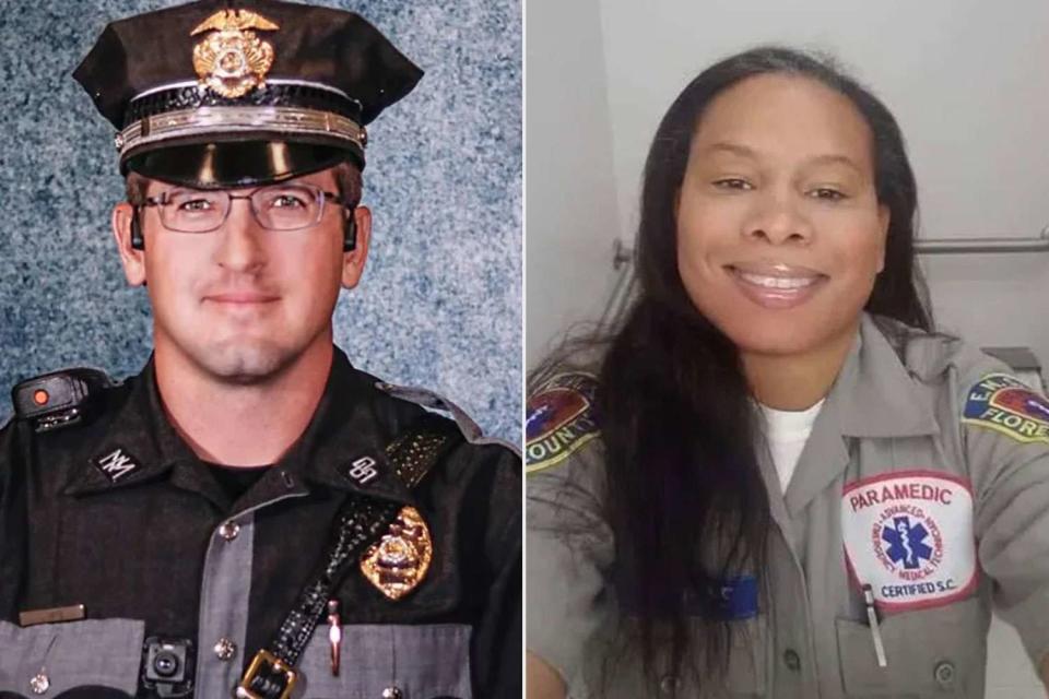 <p>New Mexico State Police (2)</p> Justin Hare (left); Phonesia Machado-Fore