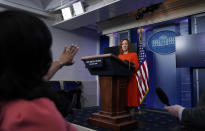 White House press secretary Jen Psaki speaks with reporters in the James Brady Press Briefing Room at the White House, Thursday, Jan. 21, 2021, in Washington. (AP Photo/Alex Brandon)