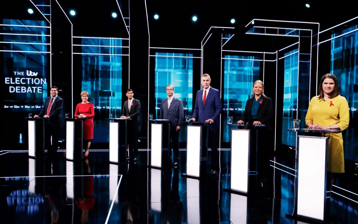 The seven participants from ITV's second general election TV debate - AFP