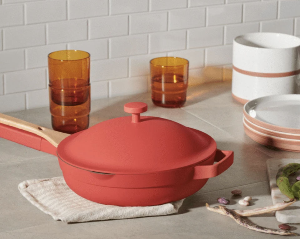 The cult-favourite Always Pan from Our Place in red heat is on sale today 