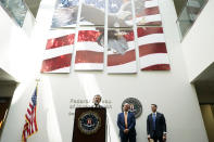 FBI Director Christopher Wray speaks during a news conference, Wednesday, Aug. 10, 2022, in Omaha, Neb. (AP Photo/Charlie Neibergall)