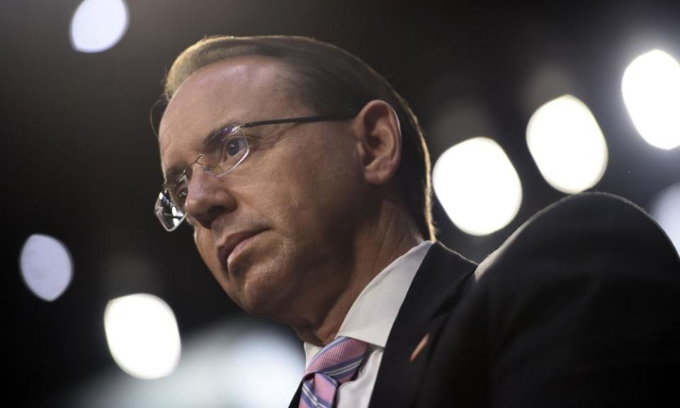 Rod Rosenstein oversees the special counsel Robert Mueller, who is investigating Russian election interference.