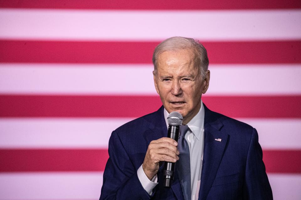 President Joe Biden speaks at Westchester Community College in Valhalla, N.Y. May 10, 2023. Biden urged the U.S. Congress to agree to raise the debt limit to avoid the nation defaulting on its debts.