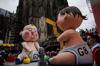 <p>A float featuring G8 and G9 travels in the annual Rose Monday parade on Feb. 27, 2017 in Cologne, Germany. Political satire is a traditional cornerstone of the annual parades. (Photo by Maja Hitij/Getty Images) </p>