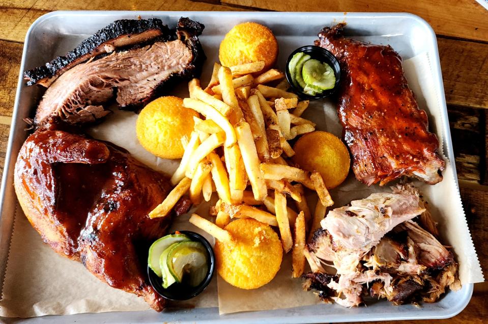 The Pit Sampler at Ohana Backyard BBQ is the way to try it all at the Coventry restaurant. This one is for two people.