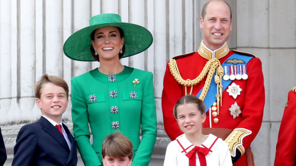 Catherine, William and their family on the Buckingham Palace balcony during Trooping the Colour in 2023. - Chris Jackson/Getty Images