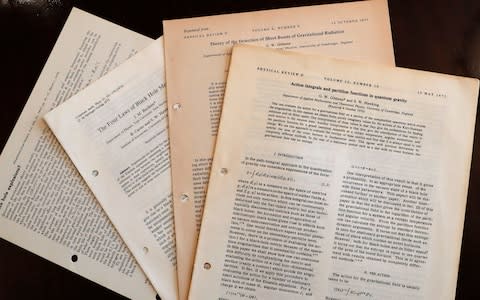 Documents and files by Stephen Hawking  - Credit:  Frank Augstein AP