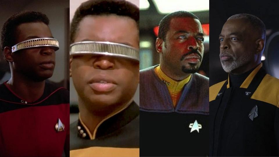 LeVar Burton as Geordi La Forge across 35 years of Star Trek.