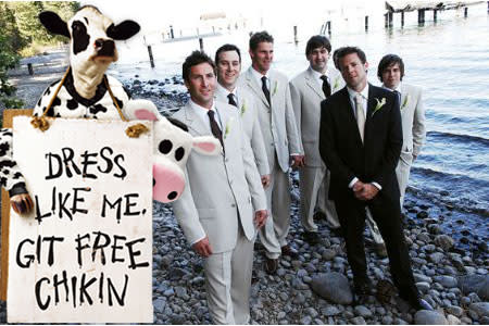 bridal guide chick fil a cow and groomsmen