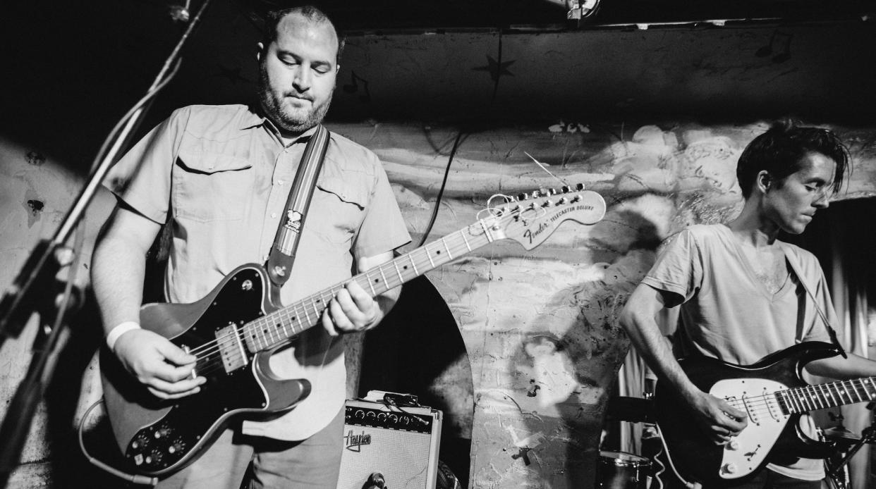  Brian Maryansky (left) and Chris Leo perform onstage with The Van Pelt 