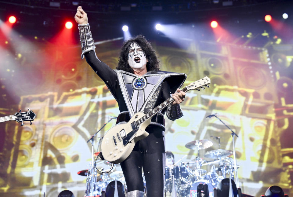 Tommy Thayer of KISS performs during the final night of the "Kiss Farewell Tour" on Saturday, Dec. 2, 2023, at Madison Square Garden in New York. (Photo by Evan Agostini/Invision/AP)