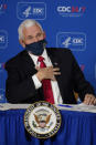 Vice President Mike Pence speaks during a briefing on COVID-19 at the Centers for Disease Control and Prevention Friday, Dec. 4, 2020, in Atlanta. (AP Photo/John Bazemore)