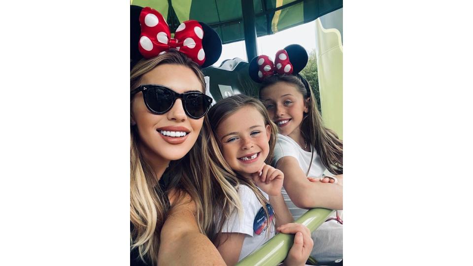 Abbey Clancy at Disneyland with daughters Sophia and Liberty 