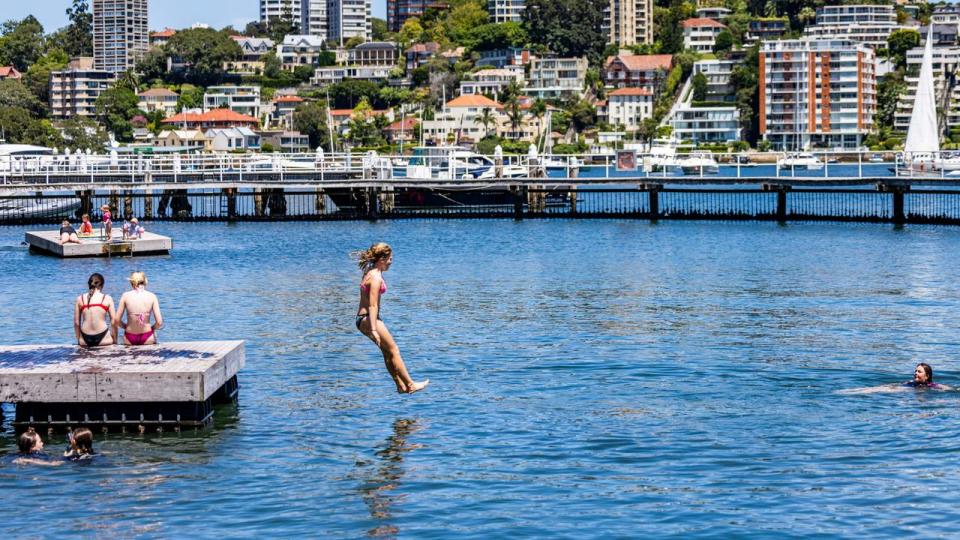 People swimming in Redleaf pools. Redleaf pools is one of the beaches where the water quality has been affected by the recent wet weather. Picture: NCA NewsWire / Ben Symons