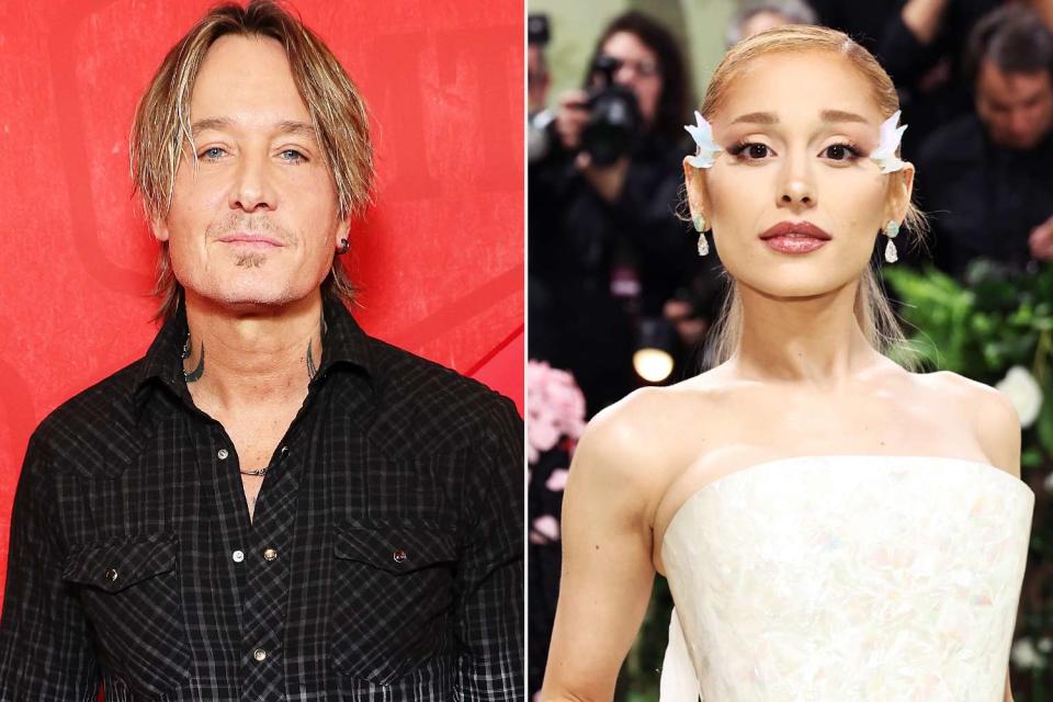 <p>Kevin Mazur/Getty Images for CMT; Jamie McCarthy/Getty</p> Keith Urban; Ariana Grande