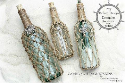 Whether you have a room with nautical decor, or just want a bit of a that relaxed beach-house vibe, these gorgeous bottles are an easy addition.
Get the tutorial here.