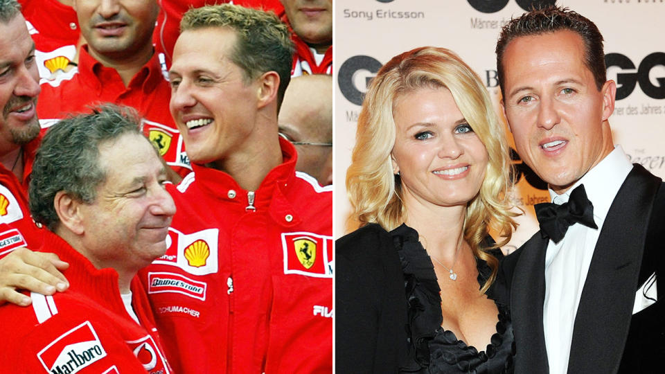 These photos show former Ferrari boss Jean Todt, Michael Schumacher and the German's wife Corinna.