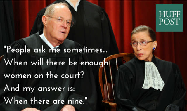 <em><small >Speaking to law students in February 2015, <a href="http://www.pbs.org/newshour/bb/will-enough-women-supreme-court-justice-ginsburg-answers-question/" target="_hplink" sl-processed="1" >via PBS. Image: Getty</a></small></em>