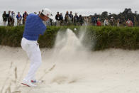 Gary Woodland hits out of the bunker on the sixth hole during the third round of the U.S. Open Championship golf tournament Saturday, June 15, 2019, in Pebble Beach, Calif. (AP Photo/Matt York)