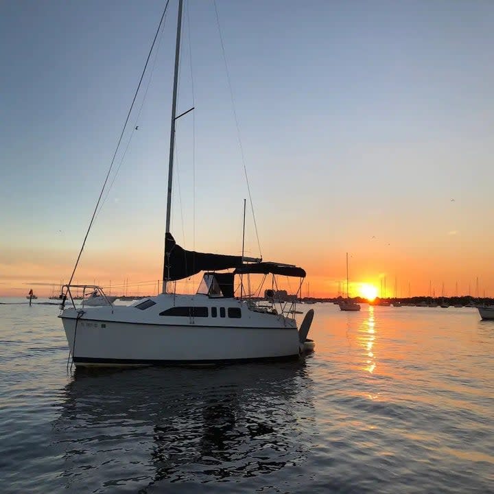 the sailboat during sunset