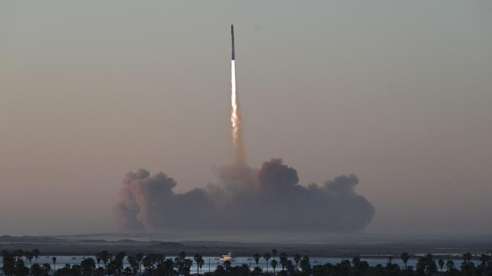 A SpaceX Starship rocket launches from Starbase during its second test flight in Boca Chica, Texas, on November 18, 2023.