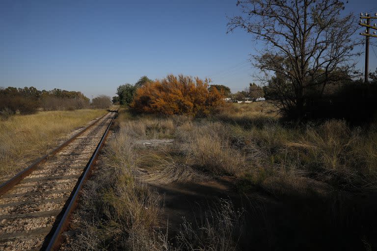 La estación de tren fue desmantelada y donde antes se hallaba el andén hoy crece el pastizal