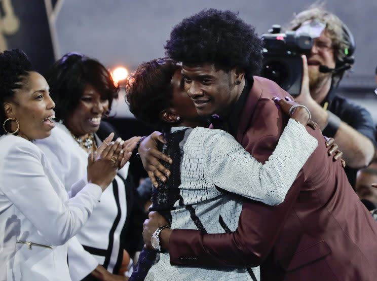 Josh Jackson seems excited to be joining the Suns. (AP)