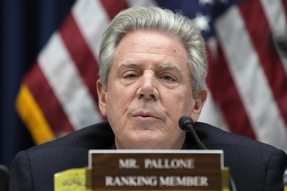Ranking member Rep. Frank Pallone, D-N.J., questions TikTok CEO Shou Zi Chew during a hearing of the House Energy and Commerce Committee, on the platform's consumer privacy and data security practices and impact on children, Thursday, March 23, 2023, on Capitol Hill in Washington. (AP Photo/Alex Brandon)