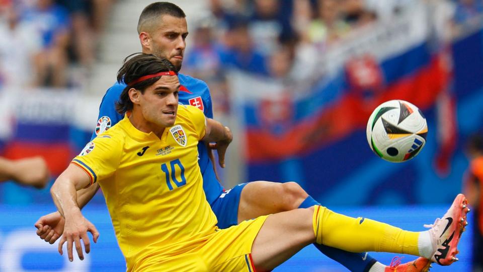 Ianis Hagi playing for Romania against Slovakia