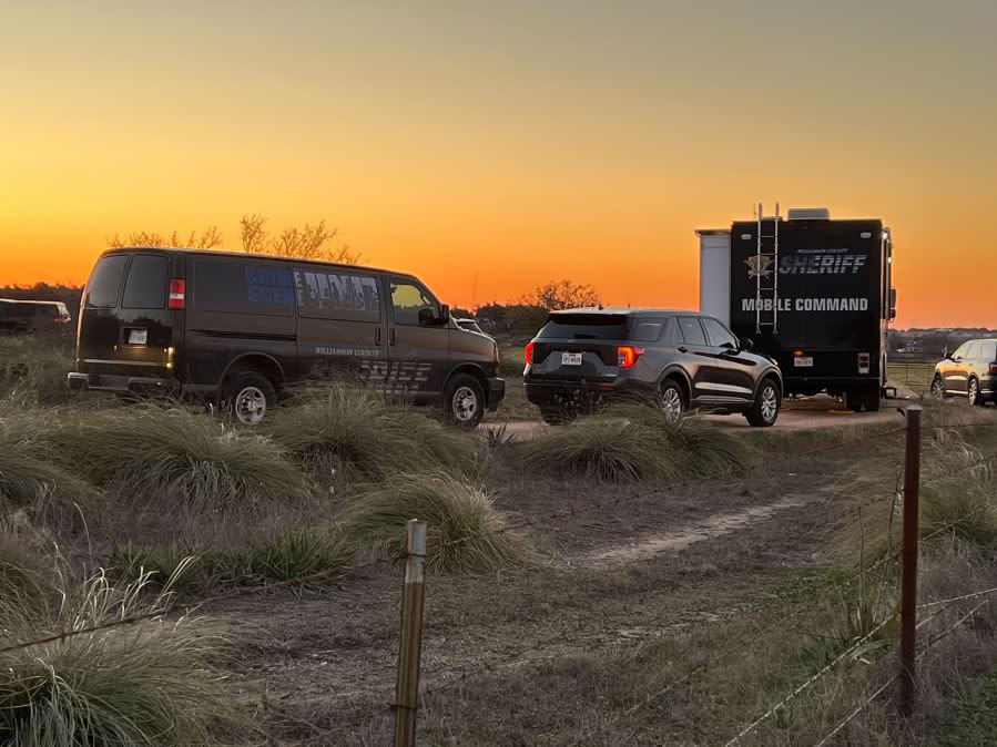 The Williamson County Sheriff’s Office is investigating a scene in the 300 block of County Road 317 after two people were killed in a shooting. (KXAN Photo/Todd Bailey)