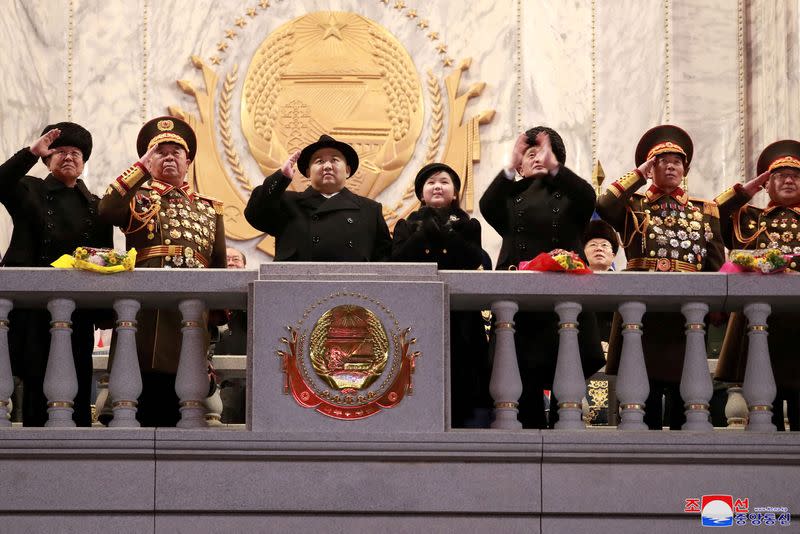 FILE PHOTO: Military parade to mark the founding anniversary of North Korea's army, at Kim Il Sung Square in Pyongyang