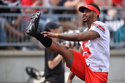 Braxton Miller was on the sidelines for the duration of the Ohio State spring scrimmage. (Getty)