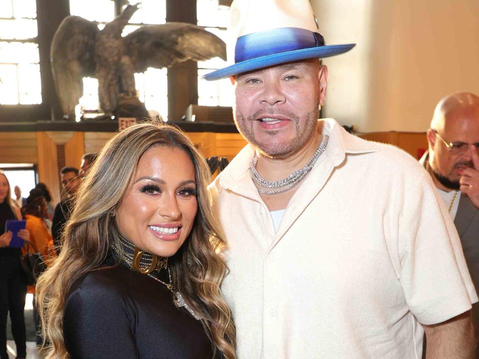 <p>Kevin Mazur/Getty</p> Fat Joe and his wife Lorena Cartagena attend The Book of HOV: A TRIBUTE EXHIBITION HONORING JAY-Z at Brooklyn Public Library on July 13, 2023 in New York City. 