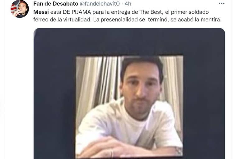 El look de Lionel Messi en la ceremonia de The Best, que se realizó de modo virtual, no pasó desaprecibido en las redes sociales