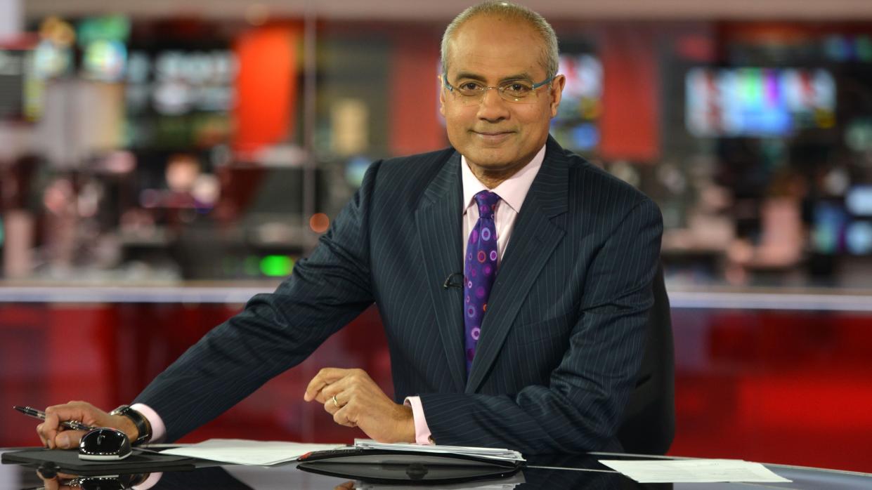 George Alagiah, BBC news presenter, on set