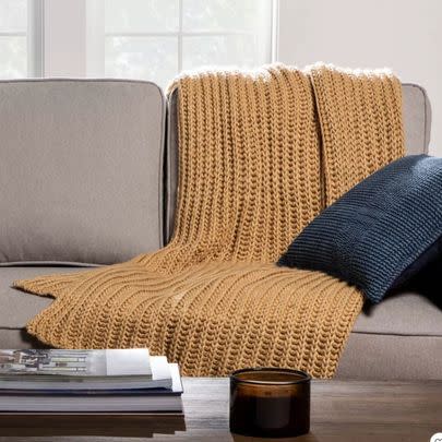 A chunky knit throw