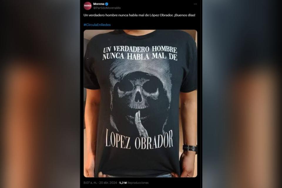 Publicación de Morena con imagen de la Santa Muerte