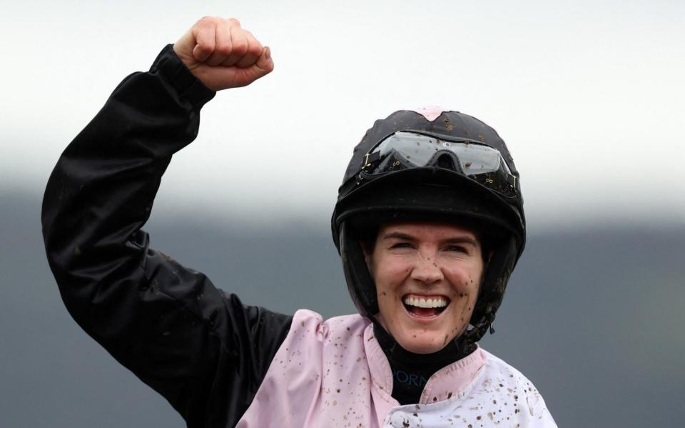 Rachael Blackmore celebrates on Slade Steel